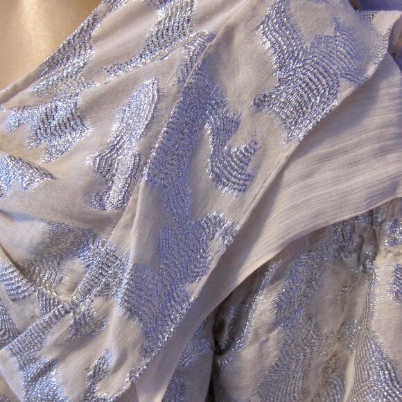 IRO ORTI Gorgeous silver/ecru silk linen cropped COCKTAIL PARTY TOP NWT $595 - Picture 8 of 11